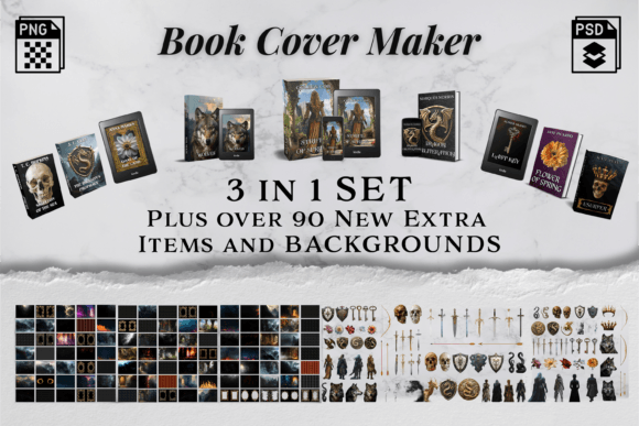 Download 3 in 1 Fantasy Book Cover Maker Mega Set - Book cover Collection