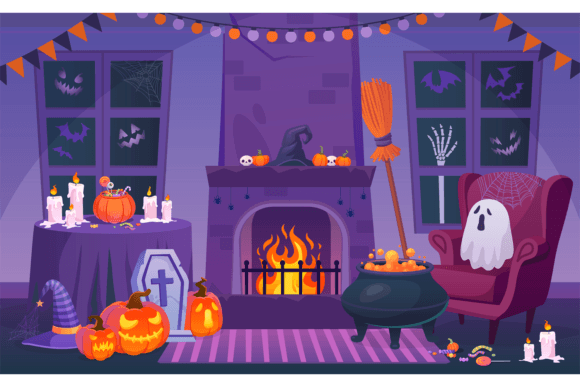 Download Halloween Interior Room. House with Spoo - Halloween interior Collection